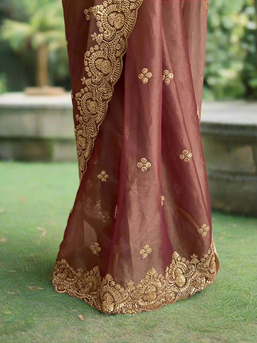 Chiffon Hand Work Embroidered Saree