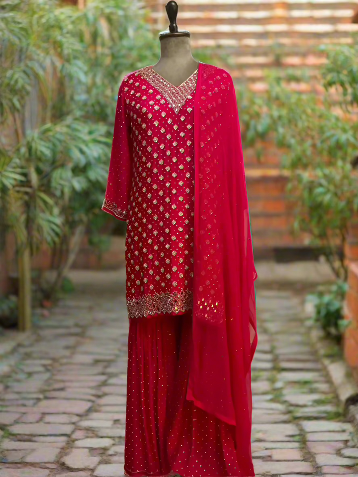 Sharara Suit with Hand Work Embroidery