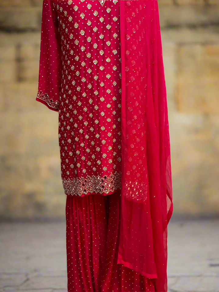 Sharara Suit with Hand Work Embroidery