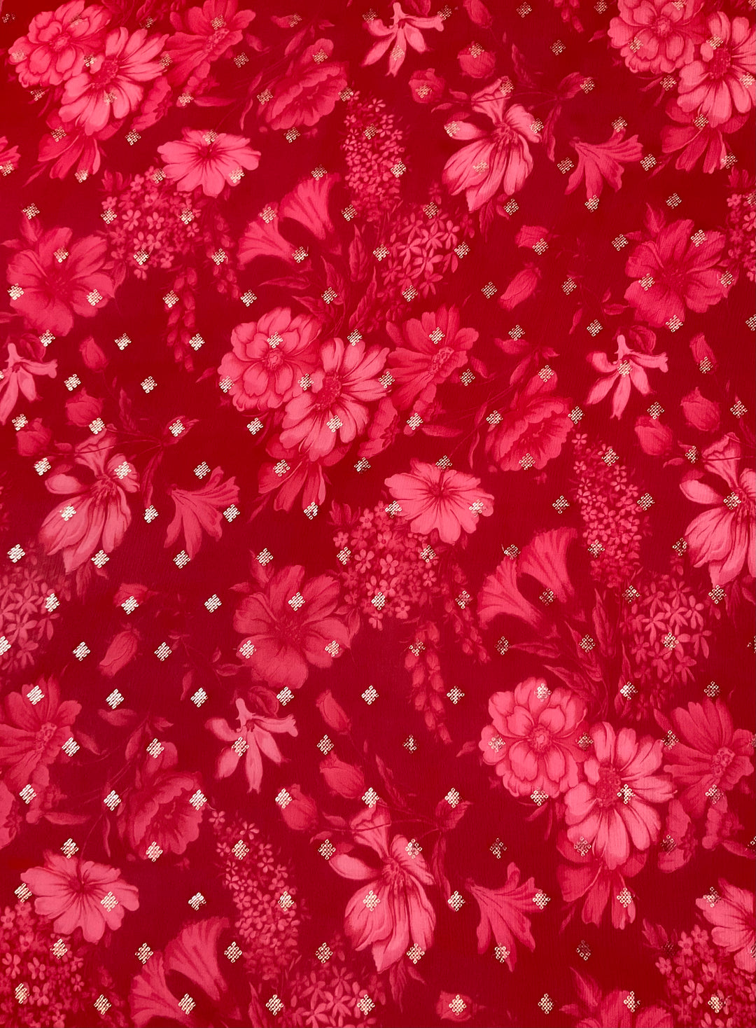 Printed Chinnon Sequence Embroidery Fabric