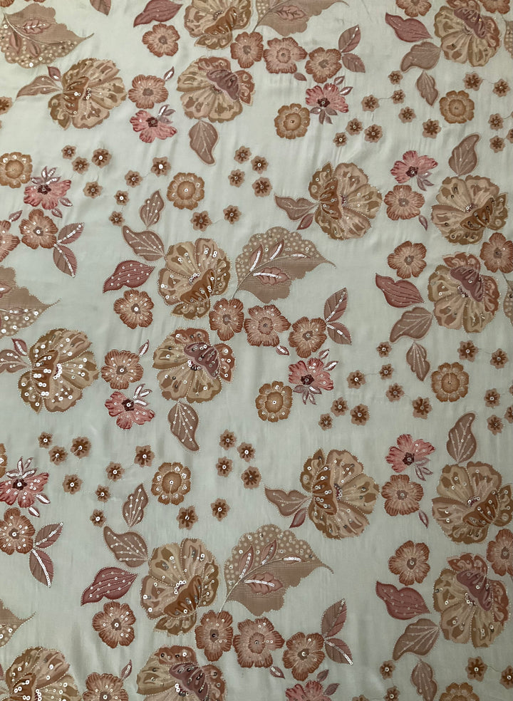 Printed Crepe Sequence Embroidery Fabric