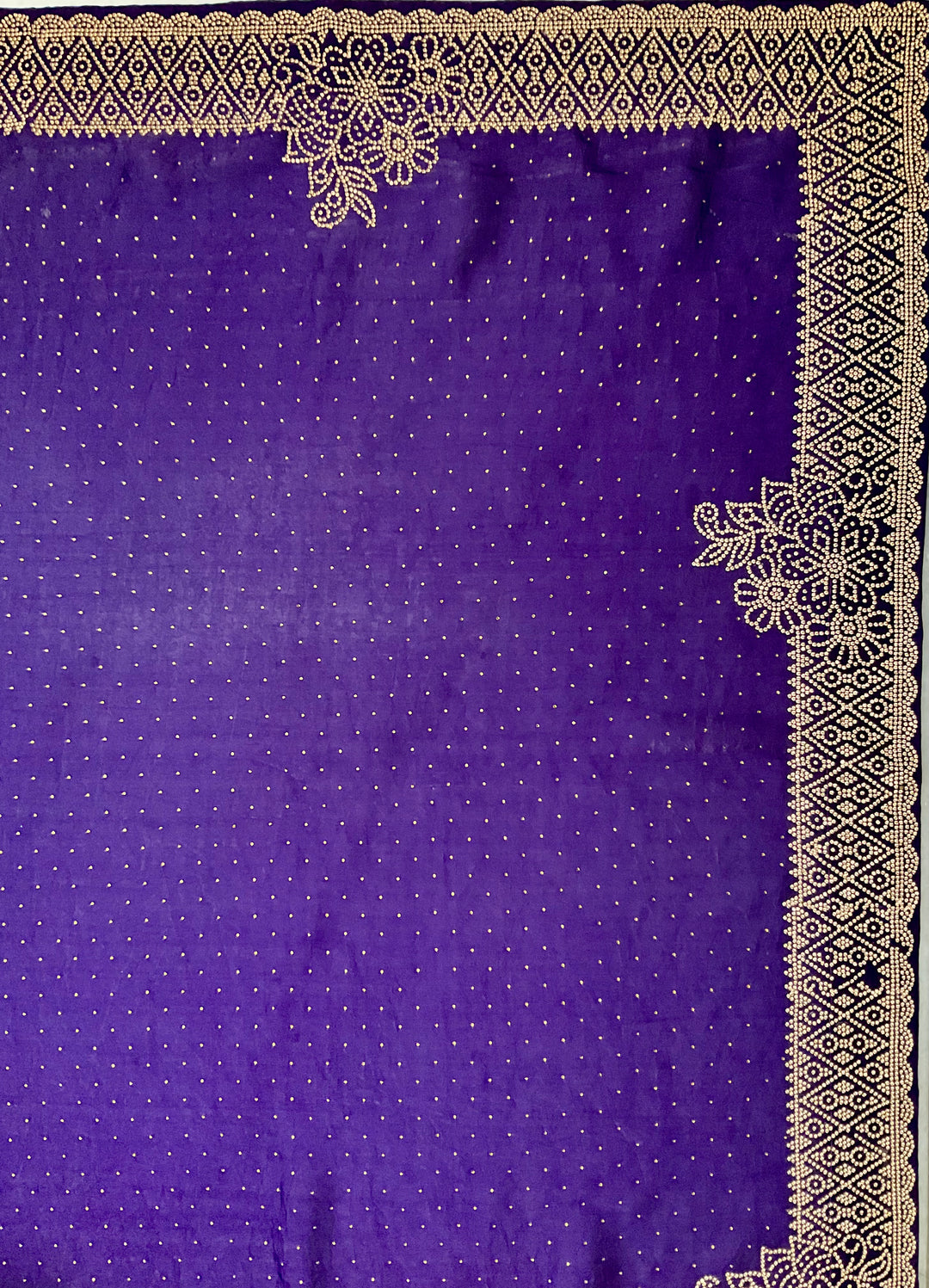 Organza Satin Stone Work Embroidered Saree