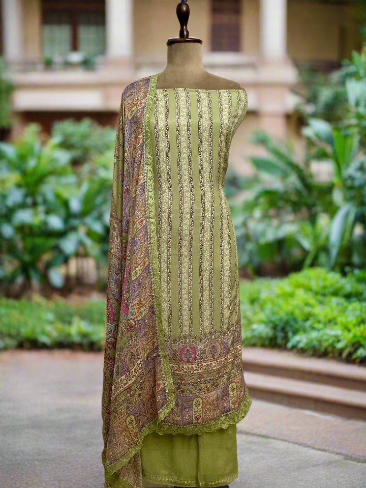 Printed Muslin with Chinnon Duppatta Unstitched Salwar Suit