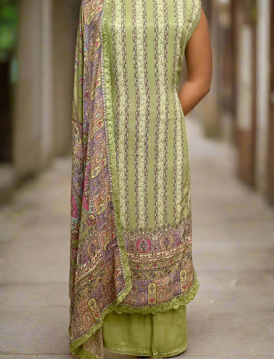 Printed Muslin with Chinnon Duppatta Unstitched Salwar Suit