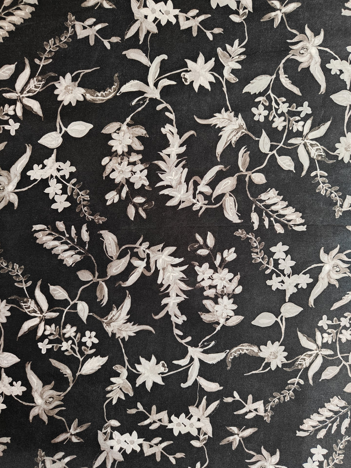 Printed Muslin Fabric Black