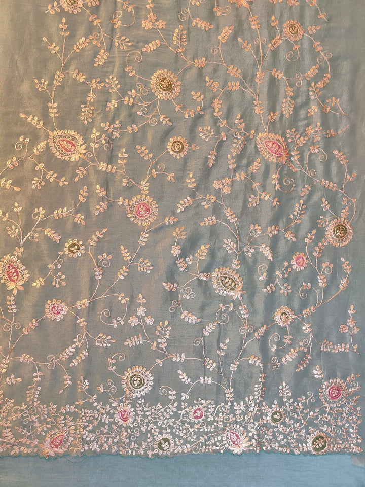 Shimmer Silk Hand Embroidered Unstitched Salwar Suit