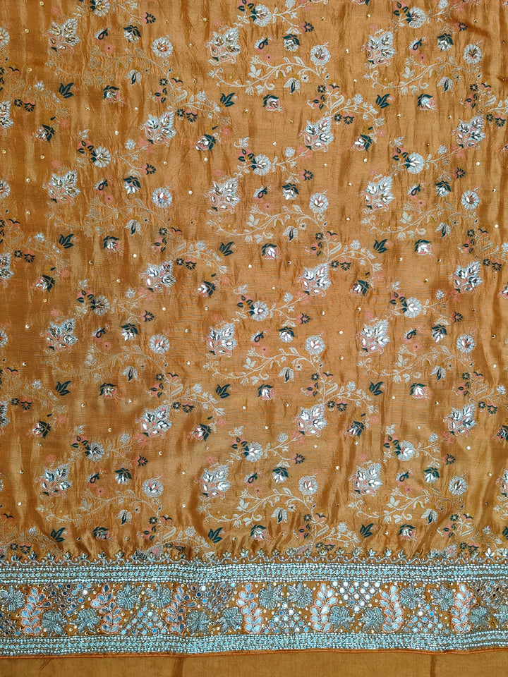 Woven Silk Mustard Unstitched Salwar Suit
