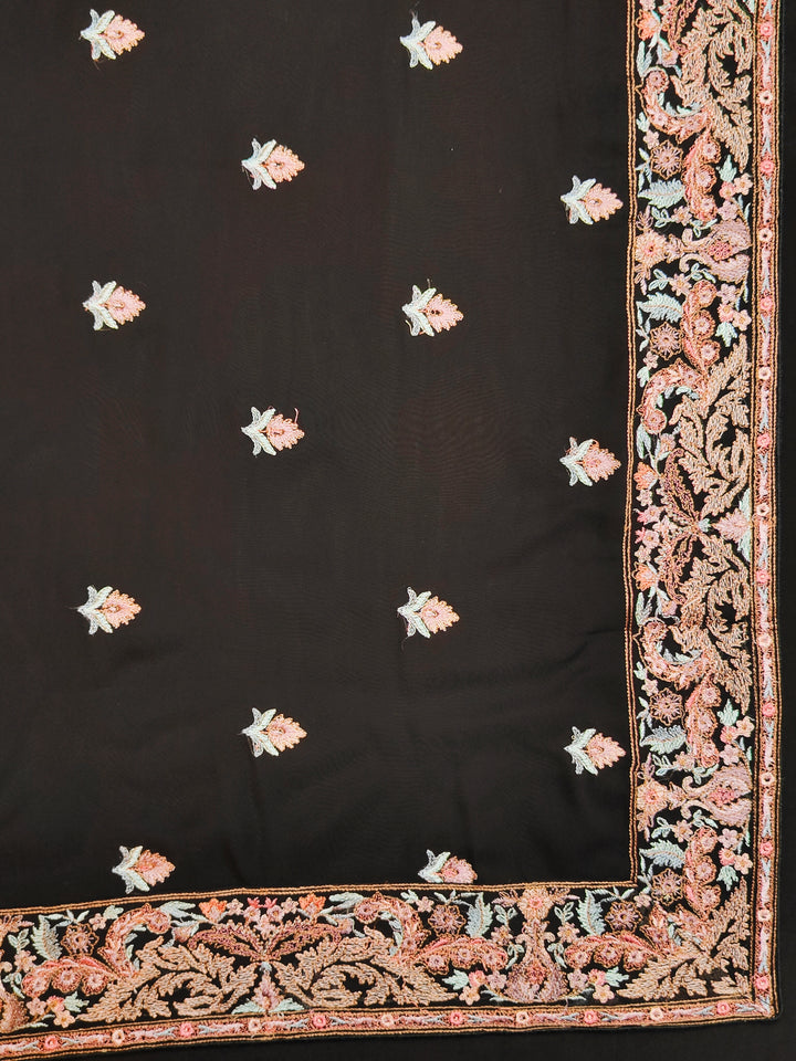 Black Georgette Embroidered Unstitched Salwar Suit