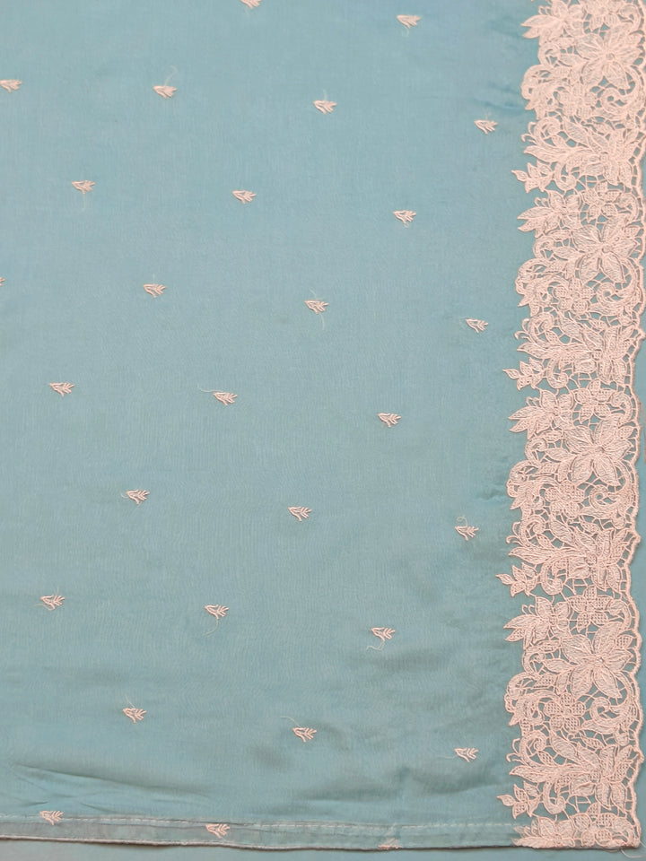 Blue Embroidery Georgette Unstitched Salwar Suit
