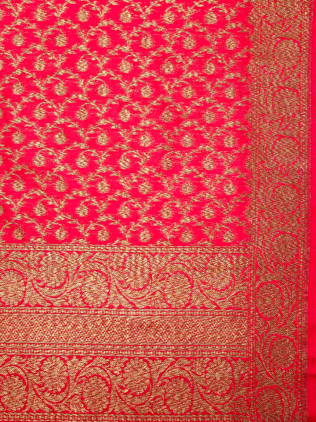 Red Banarasi Silk Unstitched Salwar Suit