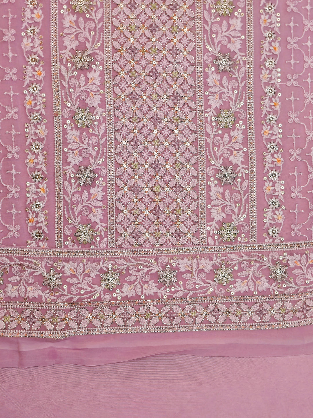 Lavender Embroidery Georgette Unstitched Salwar Suit