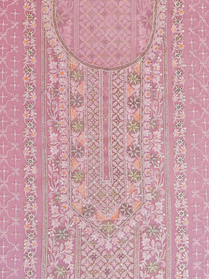 Lavender Embroidery Georgette Unstitched Salwar Suit