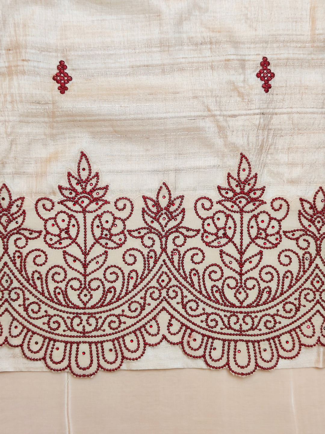Tassar Silk Embroidery Unstitched Salwar Suit