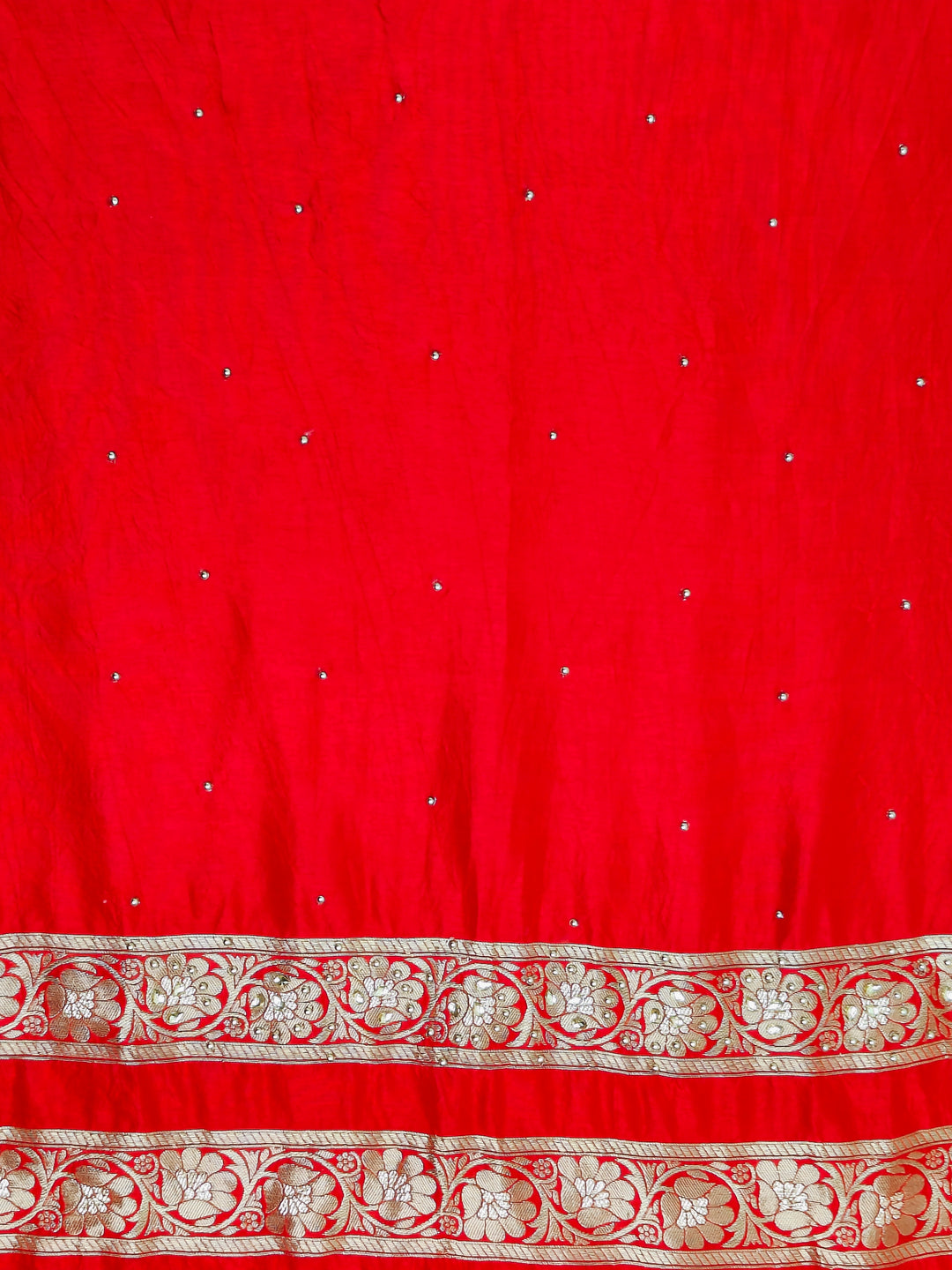 Red Woven Silk Hand Embroidery Unstitched Salwar Suit