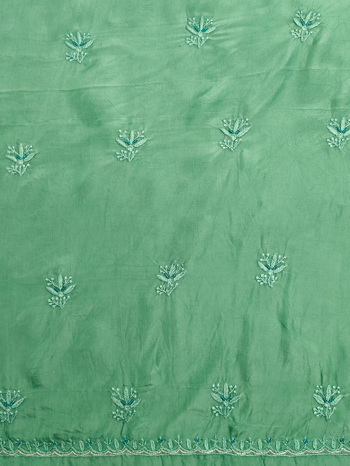 Green Organza Hand Embroidery Unstitched Salwar Suit