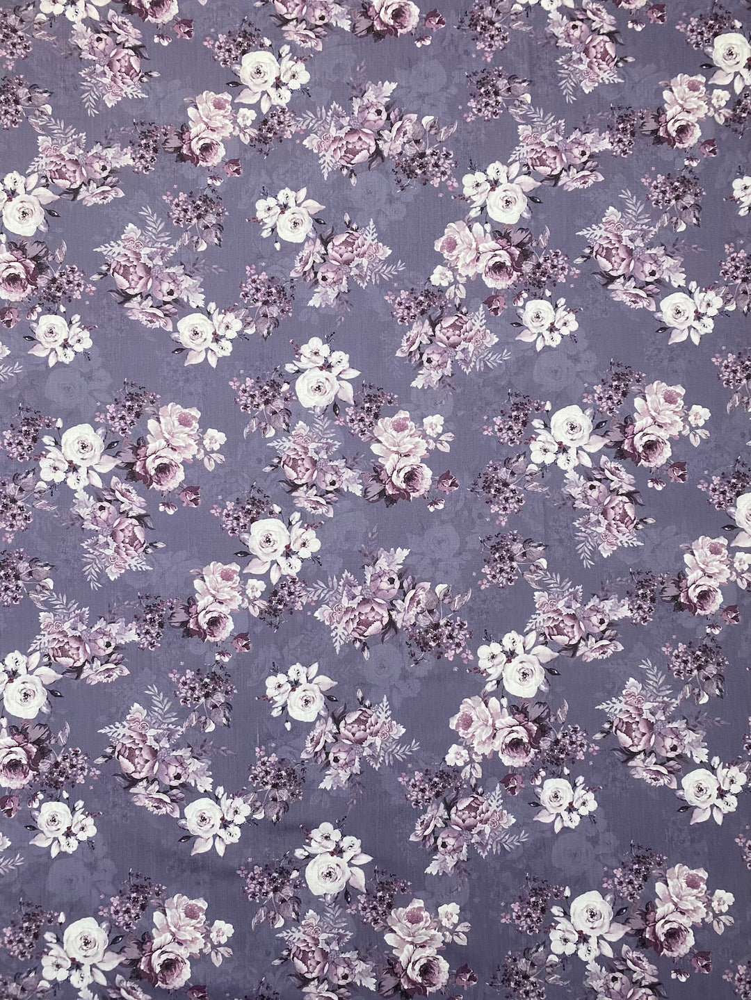Printed Floral Cotton Fabric Purple