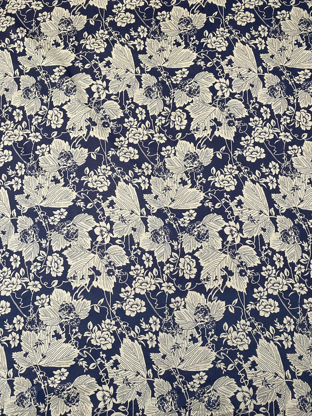 Printed Cotton Fabric Navy/Green