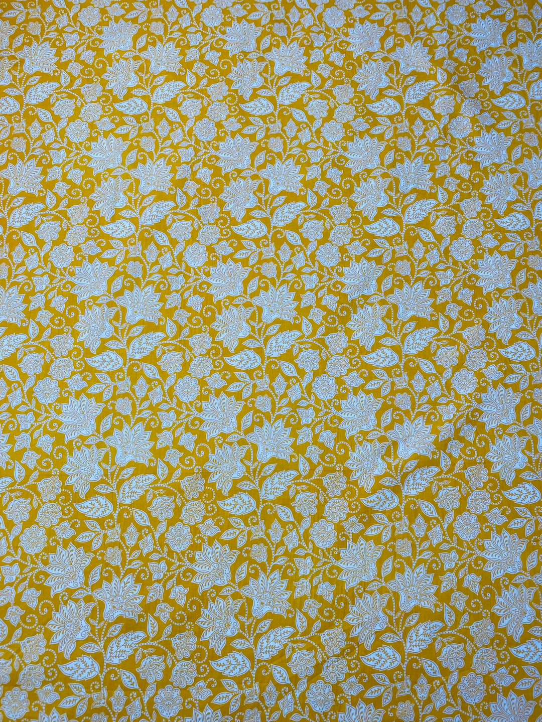 Printed Floral Cotton Fabric Yellow