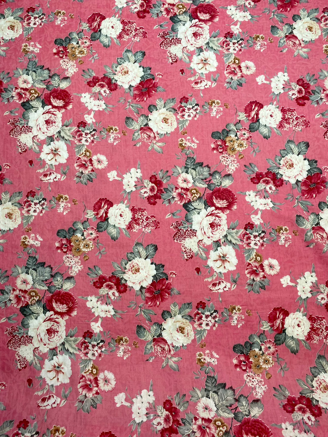 Printed Floral Cotton Fabric Pink