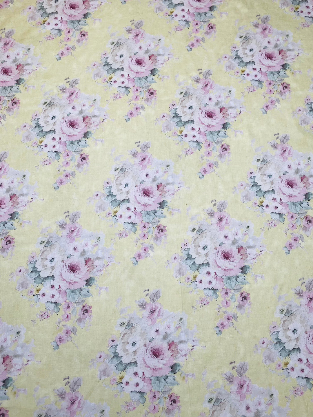 Printed Floral Cotton Fabric Peach