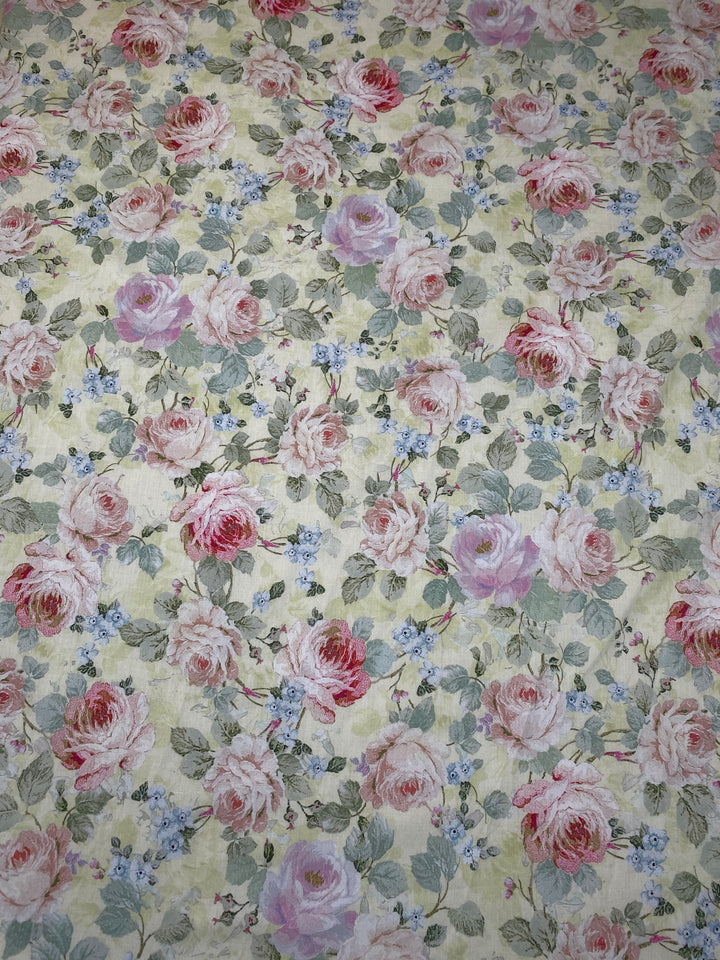 Printed Floral Premium Cotton Fabric Pista Green