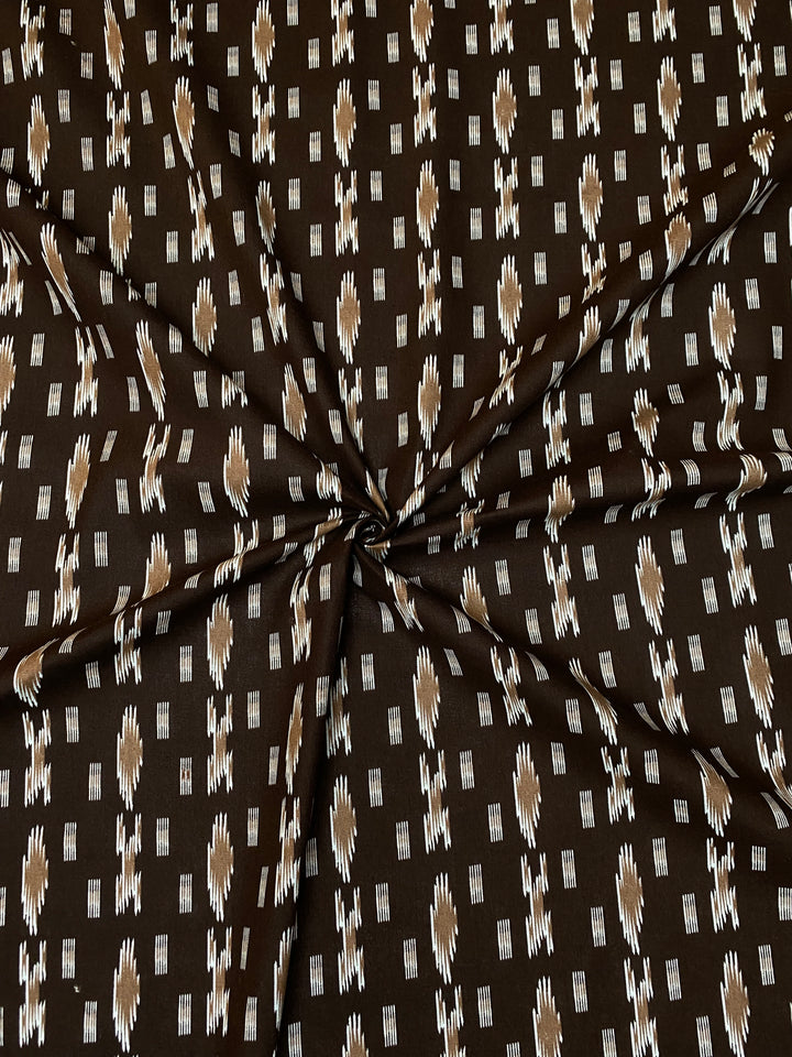 Printed Floral Cotton Fabric Brown