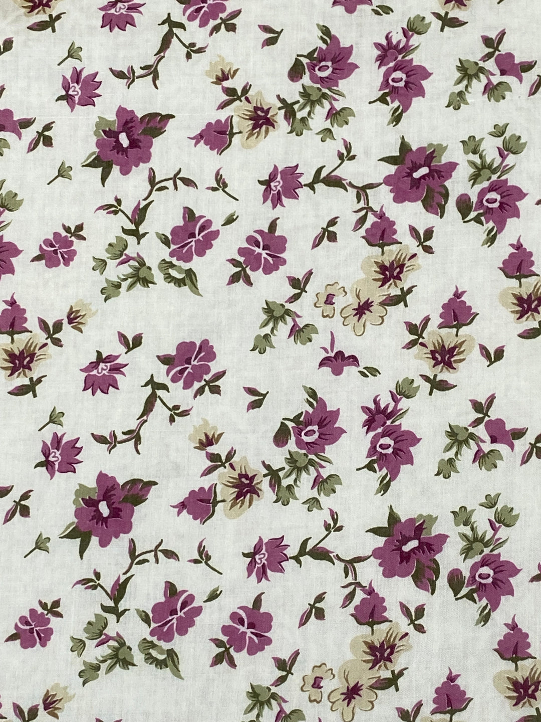 Printed Floral Cotton Fabric White/Pink