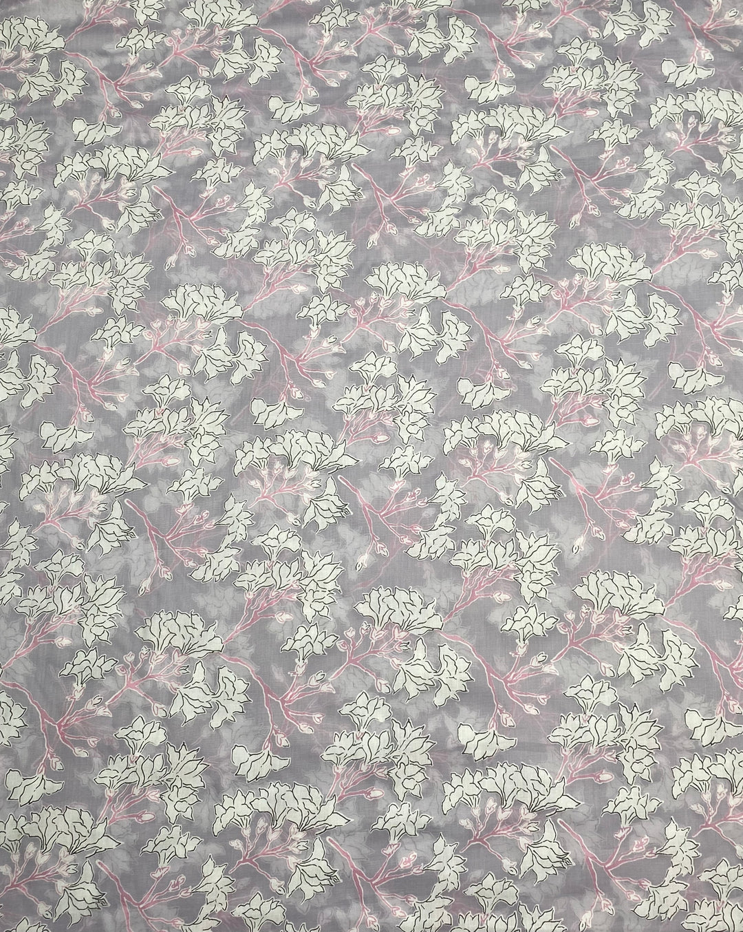 Printed Floral Cotton Fabric Lavendar