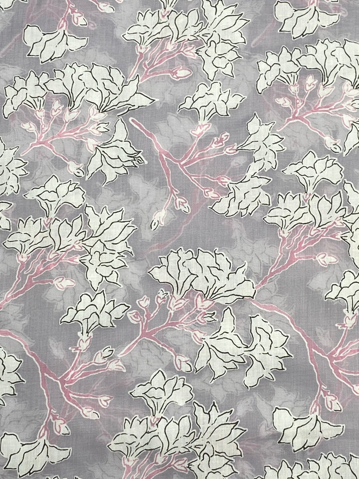 Printed Floral Cotton Fabric Lavendar