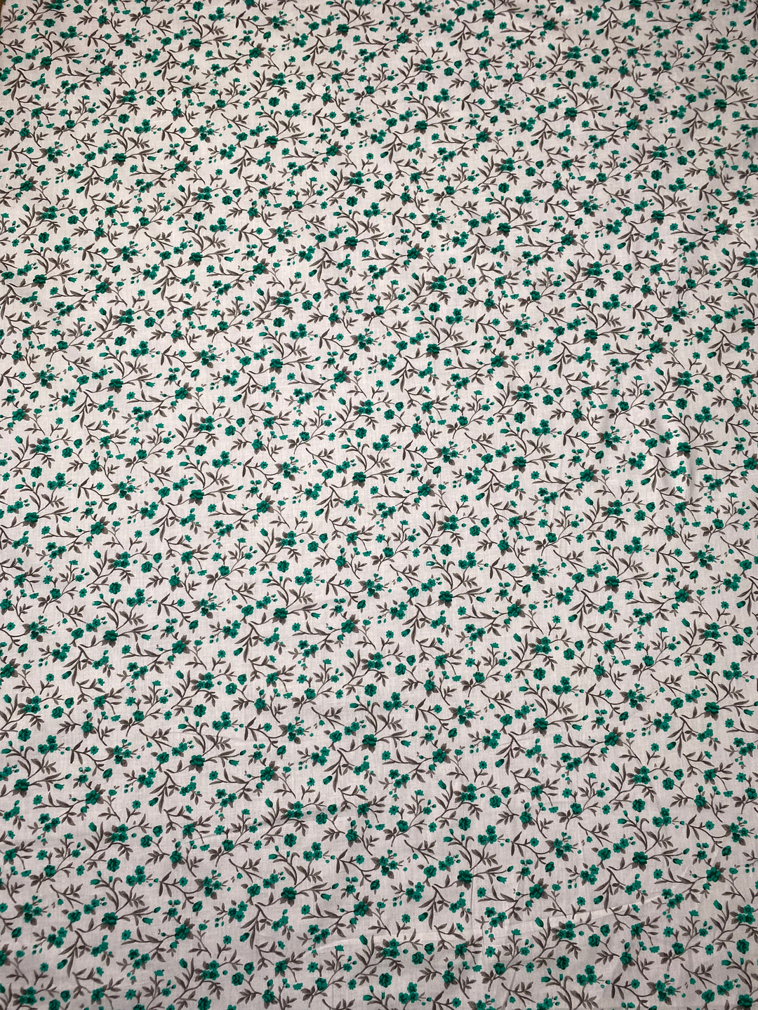 Printed Floral Cotton Fabric White