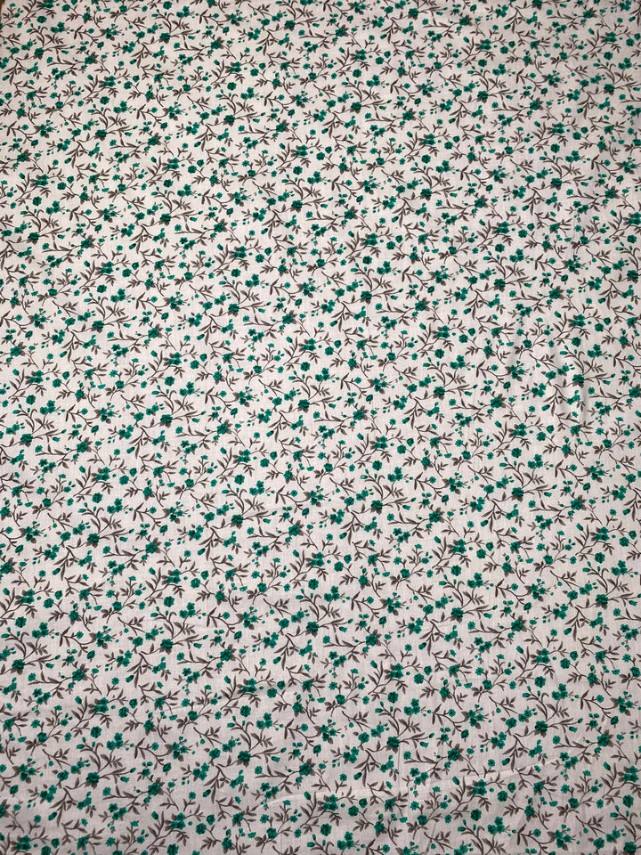 Printed Floral Cotton Fabric White