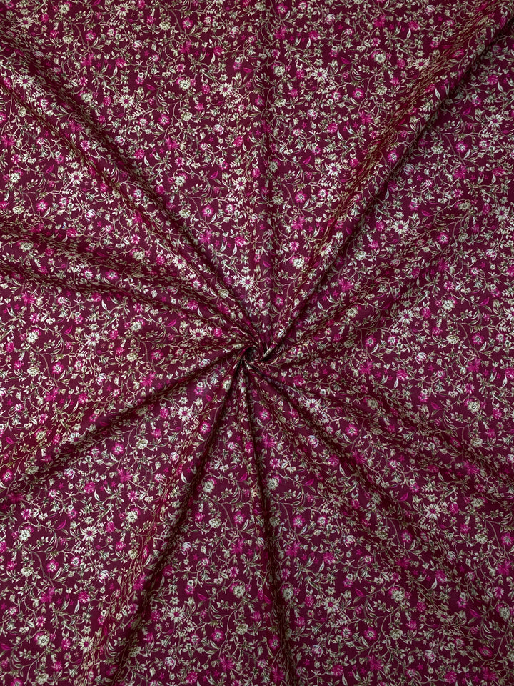 Printed Floral Cotton Fabric Maroon