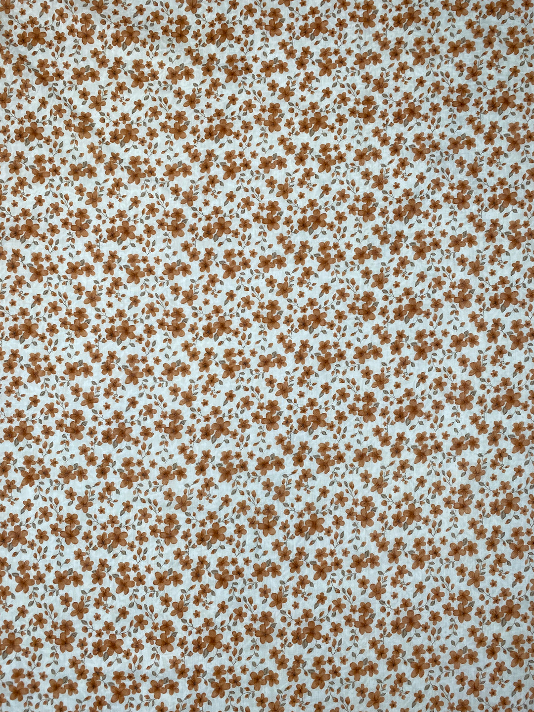 Printed Floral Cotton Fabric White/Orange
