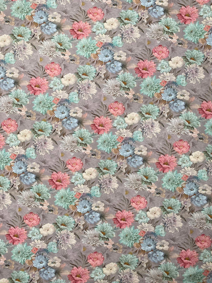 Printed Floral Muslin Cotton Fabric Green