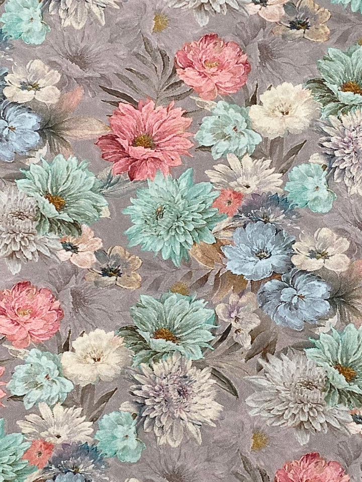 Printed Floral Muslin Cotton Fabric Green