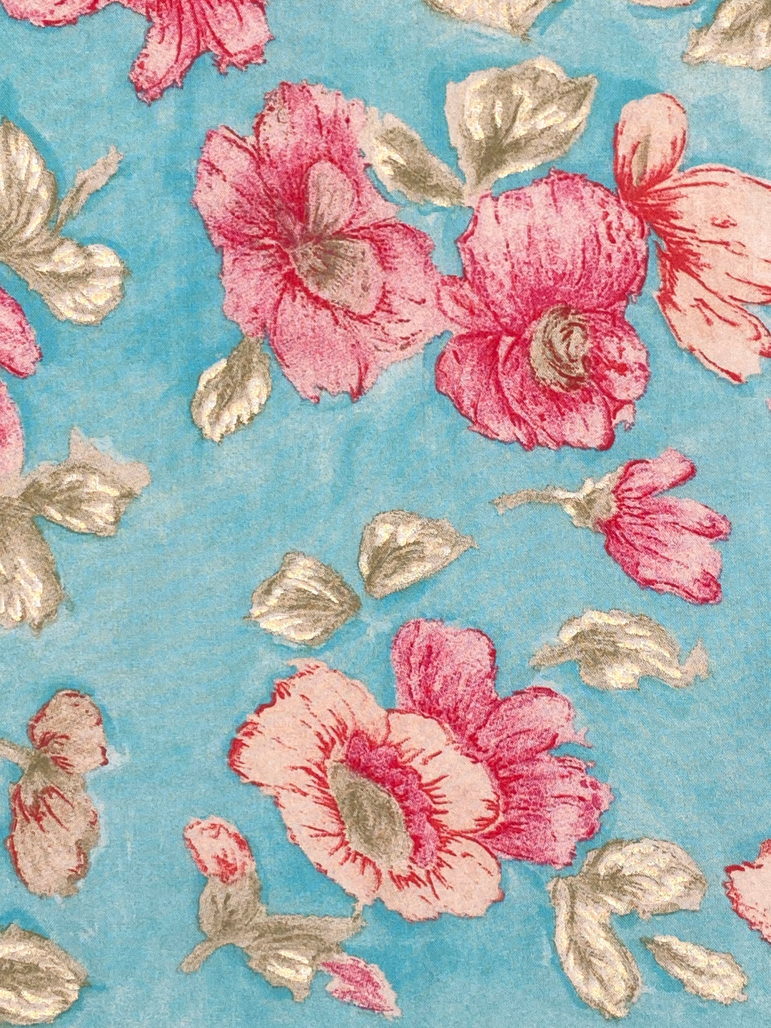 Printed Rayon Cotton Fabric Blue