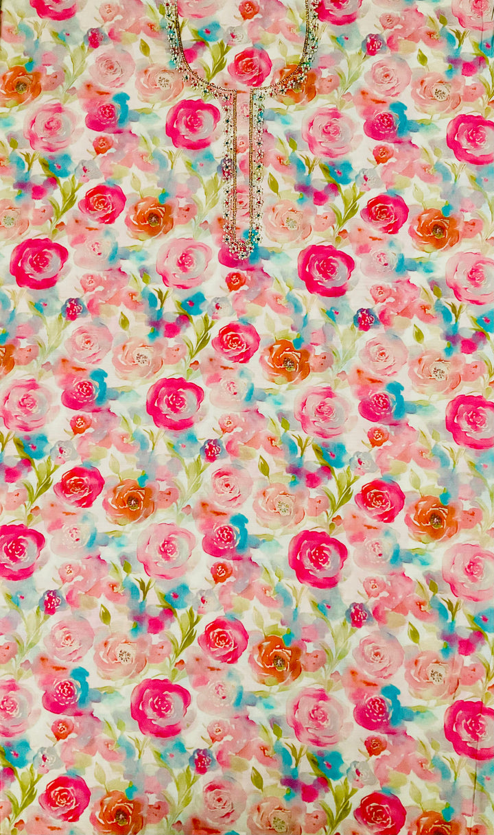 Printed Modal Embroidered Unstitched Suit - 45328