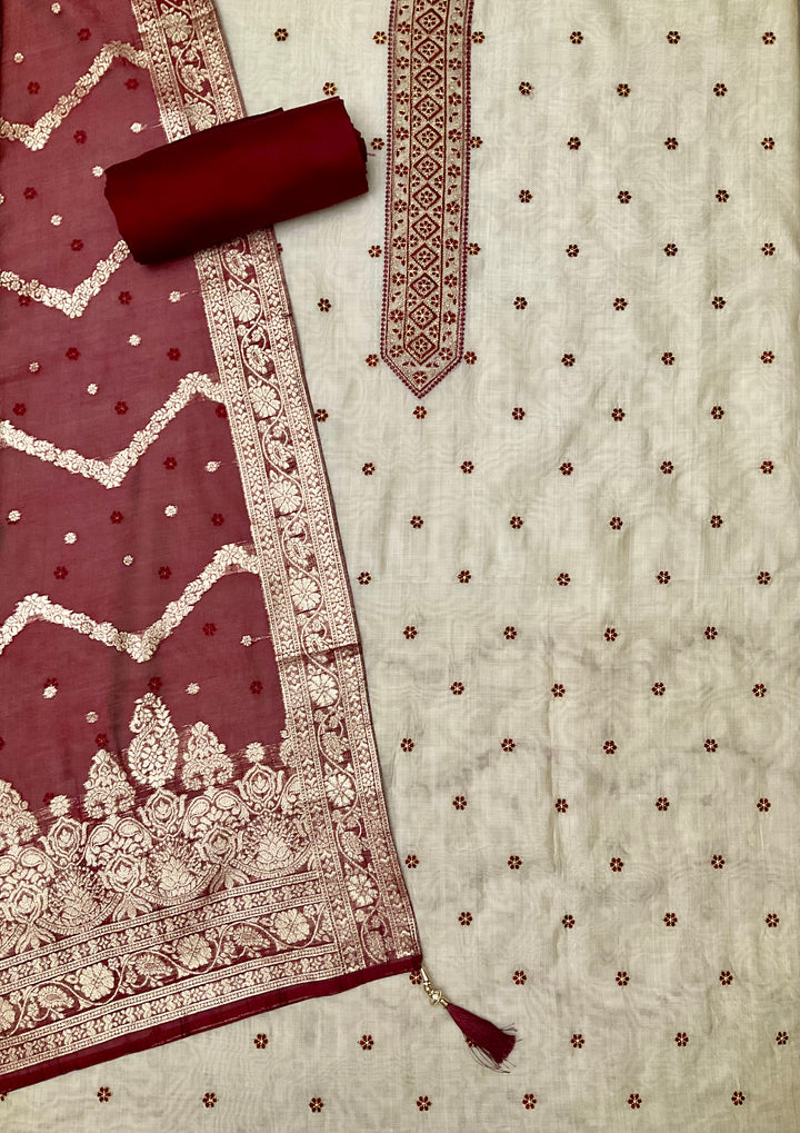 Chanderi Embroidered Unstitched Suit - 45329