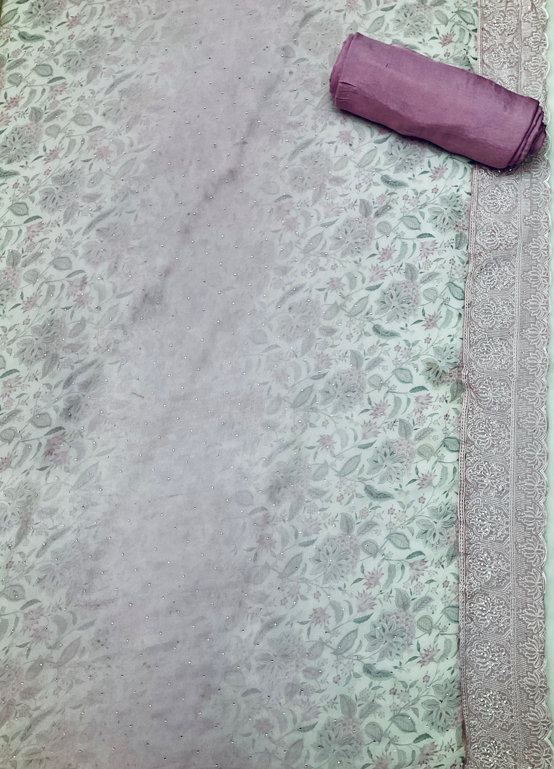 Chiffon Embroidered Unstitched Salwar Suit - 45353