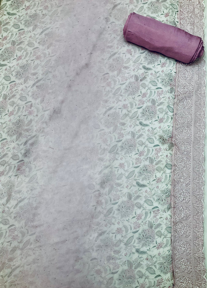 Chiffon Embroidered Unstitched Salwar Suit - 45353