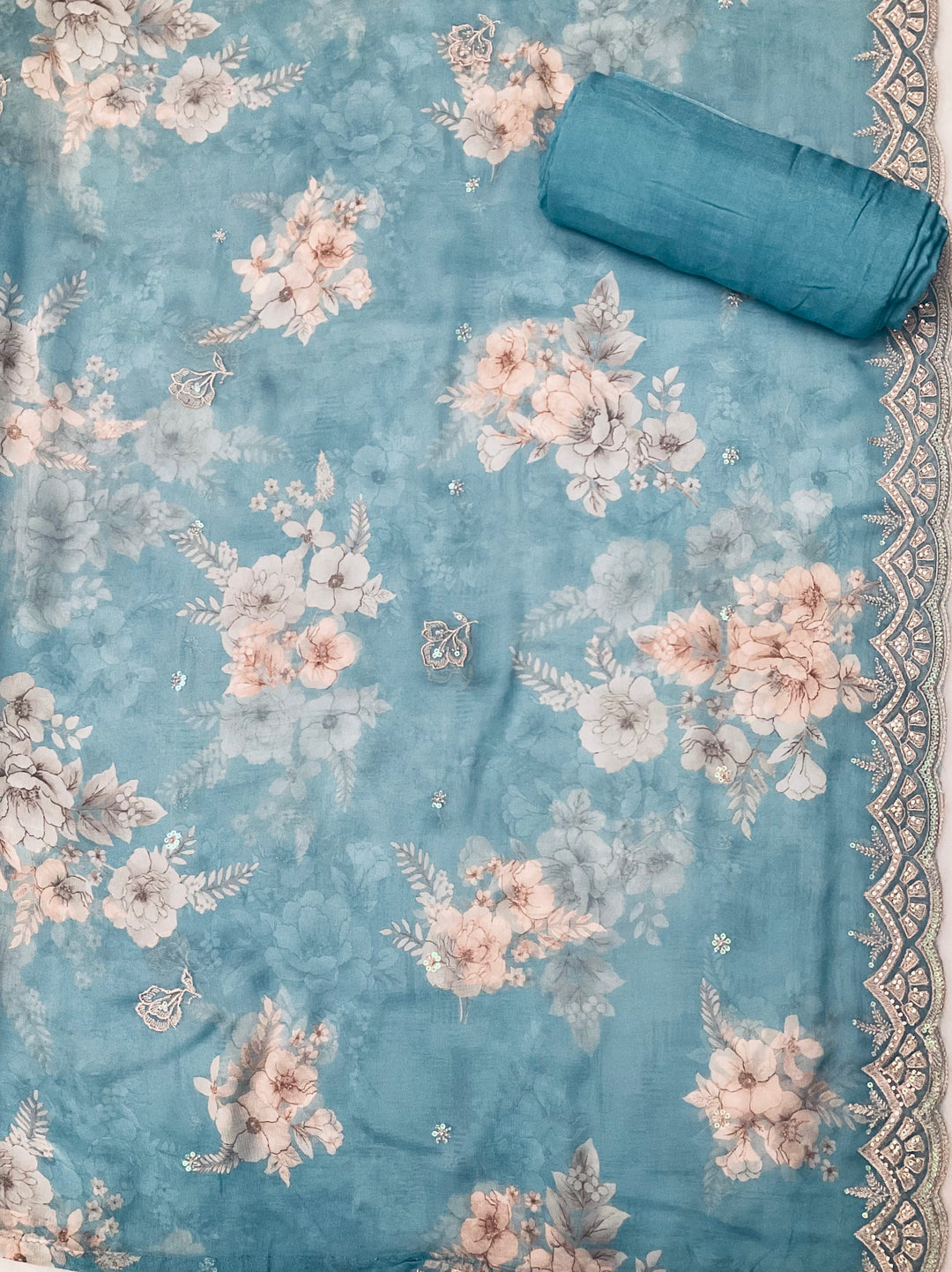 Chinnon Embroidered Unstitched Salwar Suit - 45347