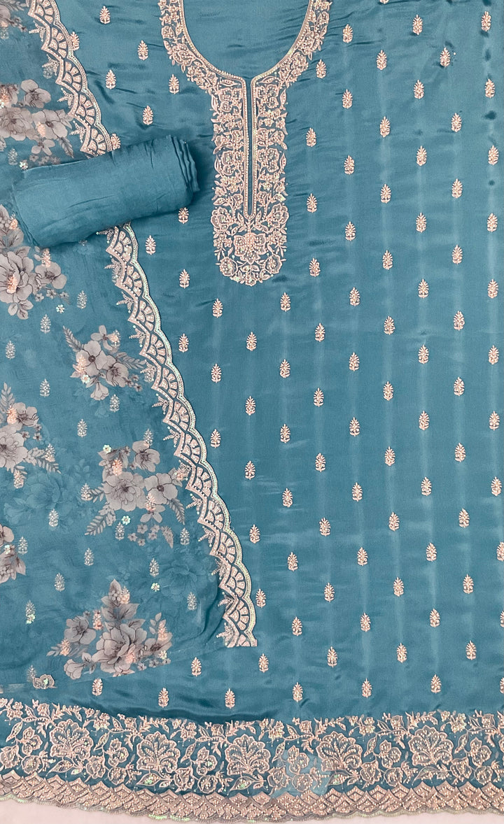 Chinnon Embroidered Unstitched Salwar Suit - 45347