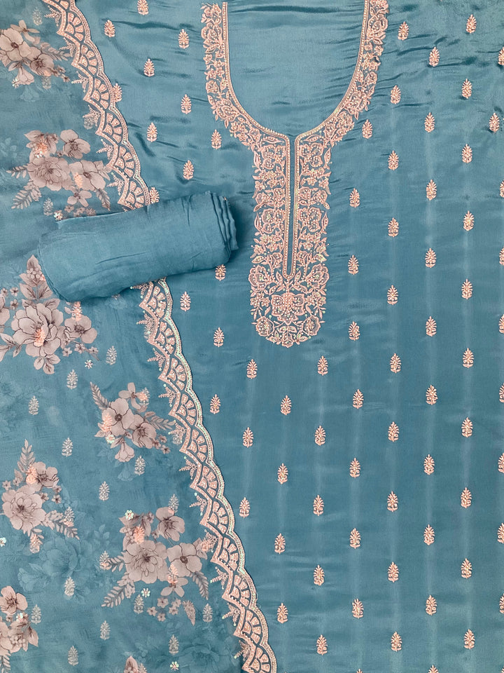Chinnon Embroidered Unstitched Salwar Suit - 45347