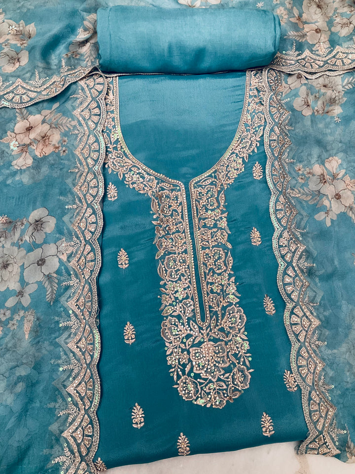 Chinnon Embroidered Unstitched Salwar Suit - 45347