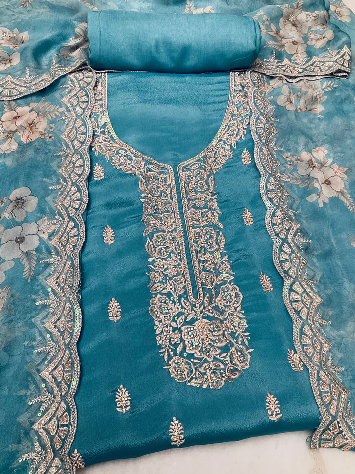 Chinnon Embroidered Unstitched Salwar Suit - 45347