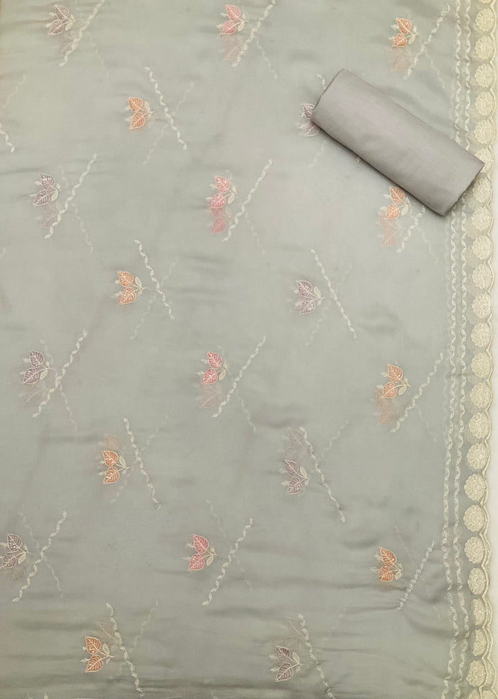 Cotton Unstitched Salwar Suit with Cotton Embroidered Duppatta - 45348