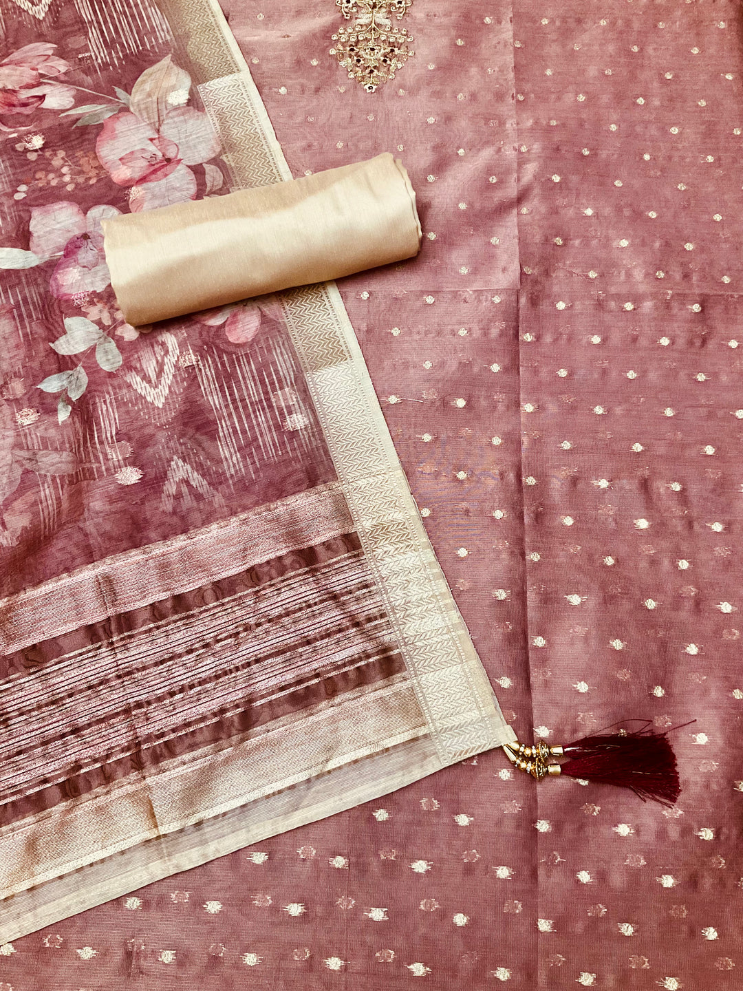 Woven Chanderi Silk Unstitched Suit - 45337
