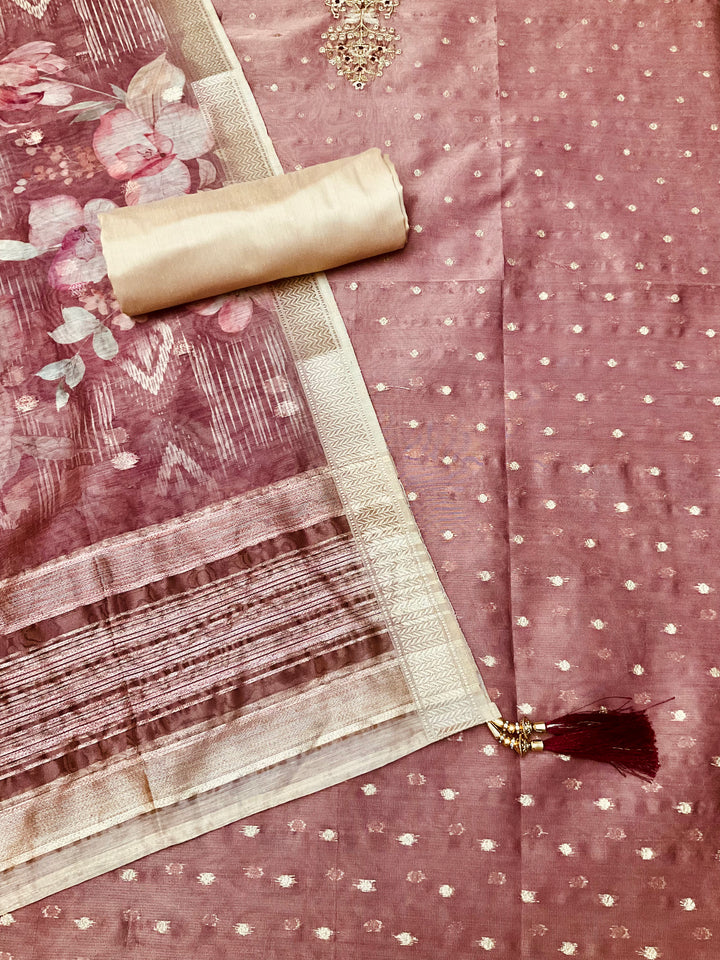 Woven Chanderi Silk Unstitched Suit - 45337