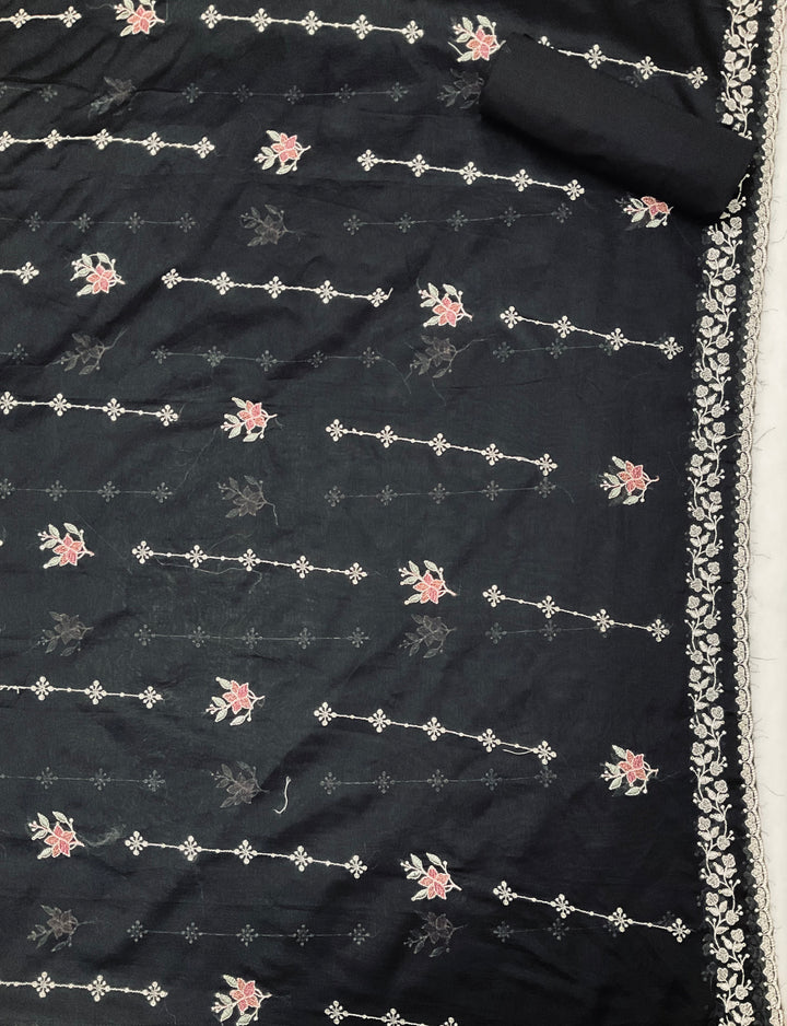 Cotton Unstitched Salwar Suit with Cotton Embroidered Duppatta - 45354