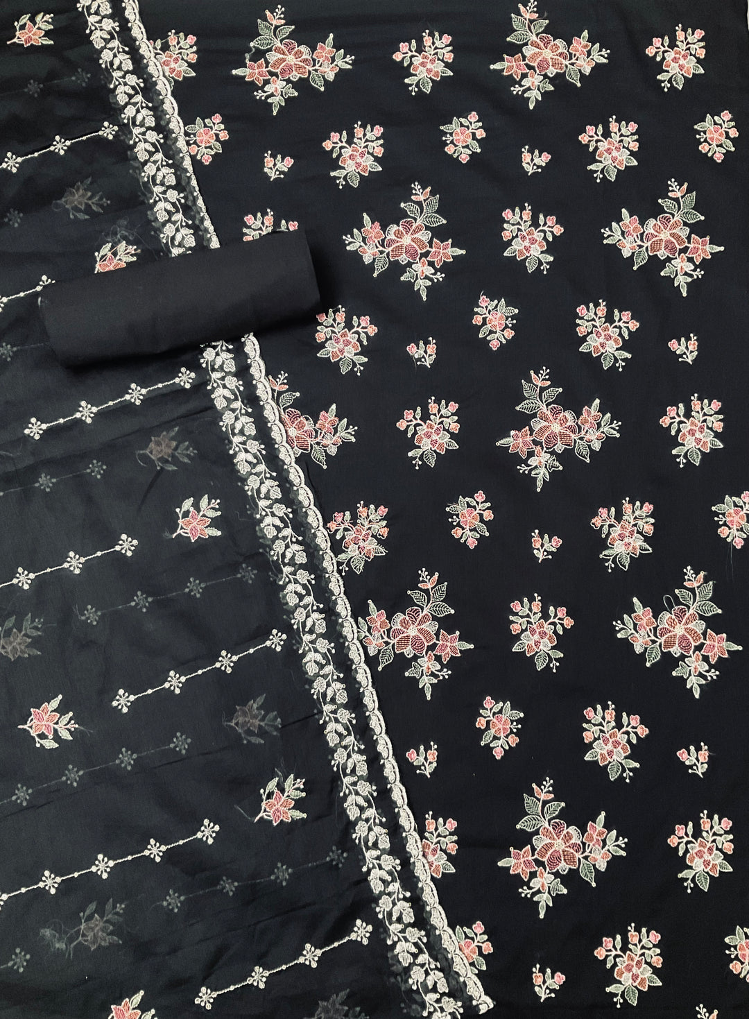 Cotton Unstitched Salwar Suit with Cotton Embroidered Duppatta - 45354